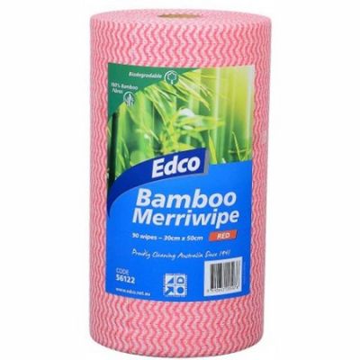 Edco Merriwipe 100% Bamboo Cleaning Cloth Roll Red 