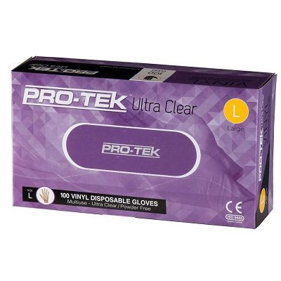 Protek Vinyl Gloves Powder Free Clear Large