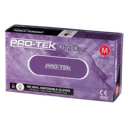 Protek Vinyl Gloves Powder Free Clear Medium