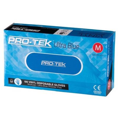 Protek Ultra Blue Vinyl Glove Powder Free Medium 