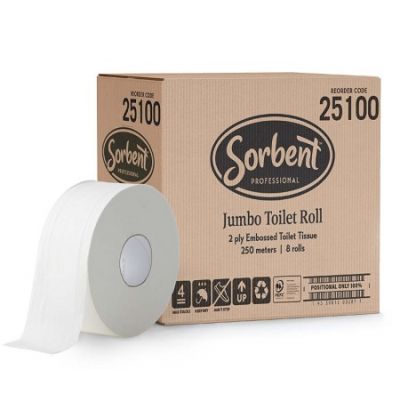 Sorbent Professional Jumbo Roll Toilet Tissue Embossed 2 Ply
