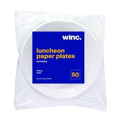 WINC Round Paper Luncheon Plate Uncoated 175mm